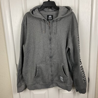 Ecko Unltd Men's Gray Skater Grunge LongSleeve Full Zip Hoodie