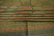 FNC Vintage Saree Indian Green Hand Woven Floral Blend Silk Sari Craft Fabric
