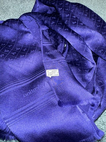 VALENTINO Purple Silk Scarf MADE IN ITALY 11”X54” - Picture 4 of 6