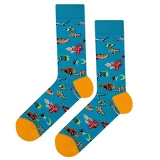 NWT Salt Water Fish Dress Socks Novelty Men 8-12 Blue Crazy Fun Sockfly