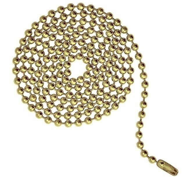 3 Feet Brass Plated Ball Chain ~ Ceiling Fan Light Pull  3.2mm #6 + 2 connectors