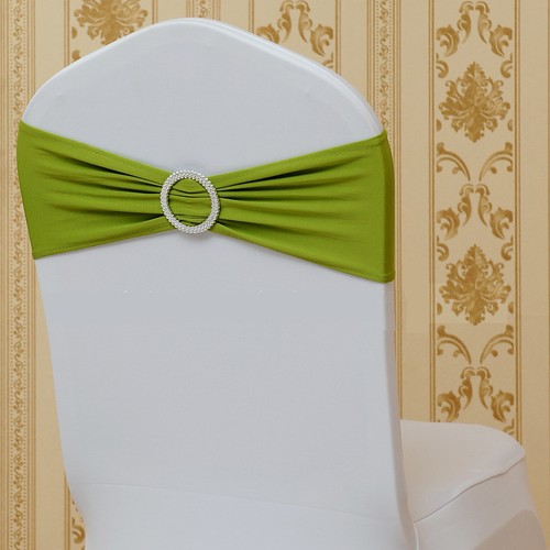50/100pcs Spandex Stretch Chair Cover Sash Bow Wedding w/ Buckle Slider Sashes - Picture 7 of 27