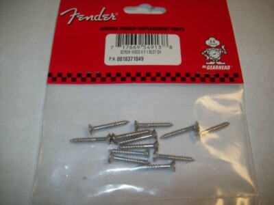 NEW Fender Slotted Tele Bridge/Strap Button Screws (12) - NICKEL, 001-8371-049