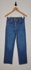 Levi's Ribcage Straight Ankle Jeans Women's Size 26 High Rise Button Fly Denim