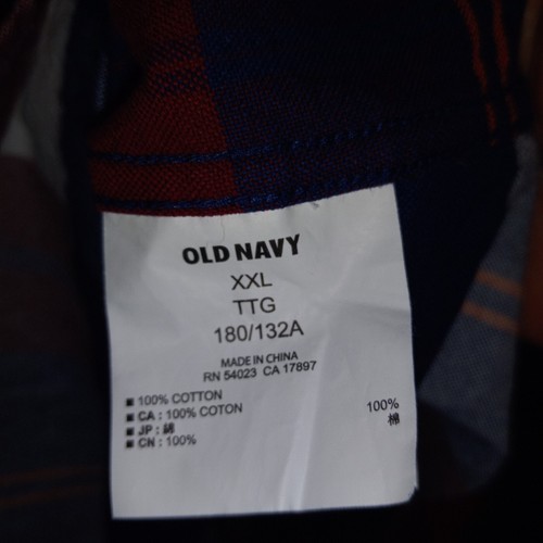 Old Navy leichtes Flanellhemd Slim Fit rot blau weiß kariert Gr. XXL Herren - Bild 9 von 13