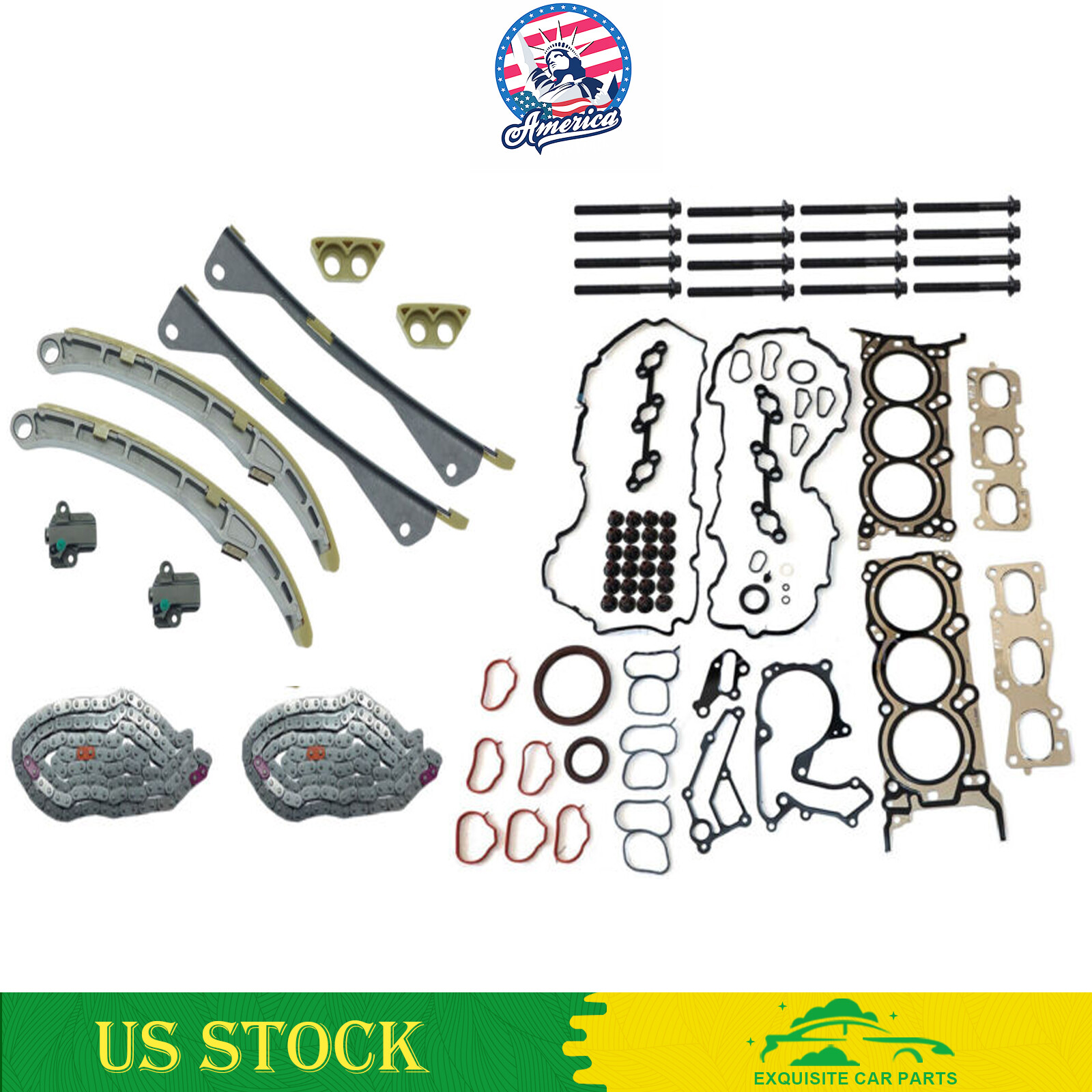 Timing Chain Head Gasket Bolt Set for Sorento/Sedona Hyundai Kia 3.3L