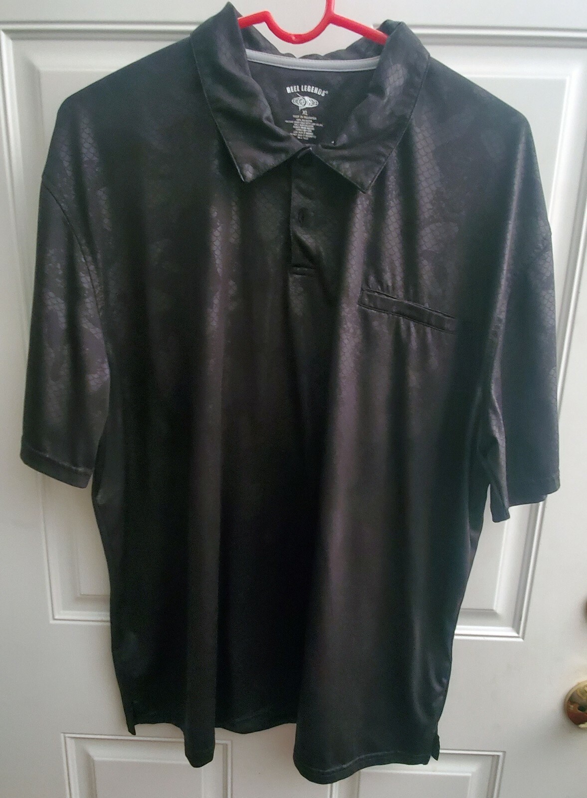 Reel Legends Freeline Polo Shirt Mens XL Black on Black Ghost Scales