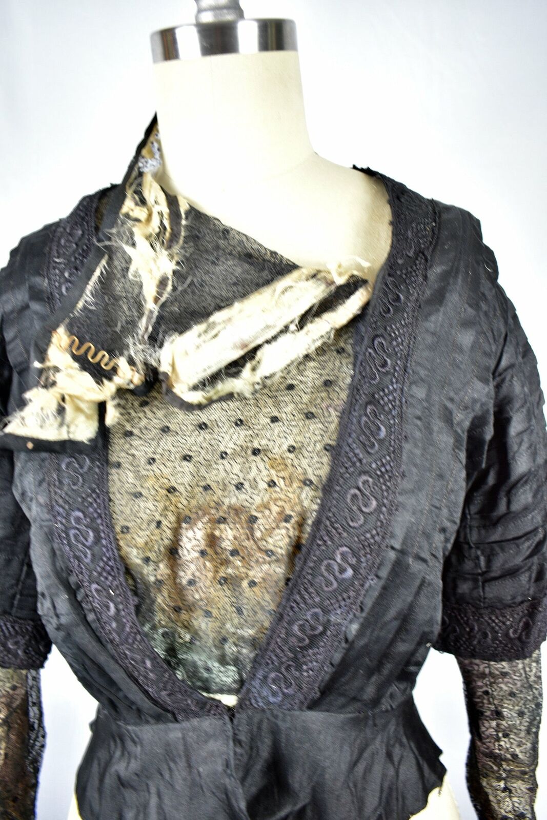 Vintage Antique Victorian Black Lace Blouse - image 5