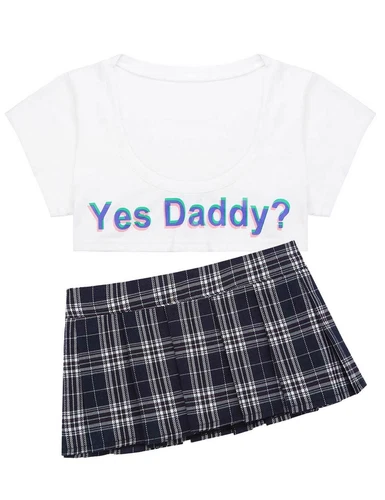 Women Lingerie School Girl Uniform Costume Outfit Top Mini Plaid Skirt Roleplay - Picture 18 of 94