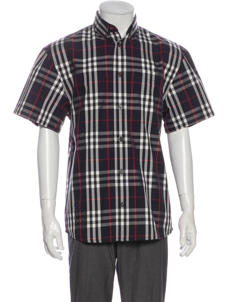 BURBERRY x GOSHA RUBCHINSKIY MEN'S NEW PLAID SHORT SLEEVE BUTTON DOWN SHIRT M...