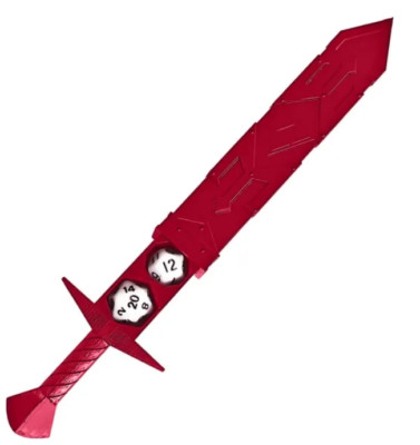  3D Printed Red Sword Dice Case | RPG DnD D&D Dungeons & Dragons d20 AD&D
