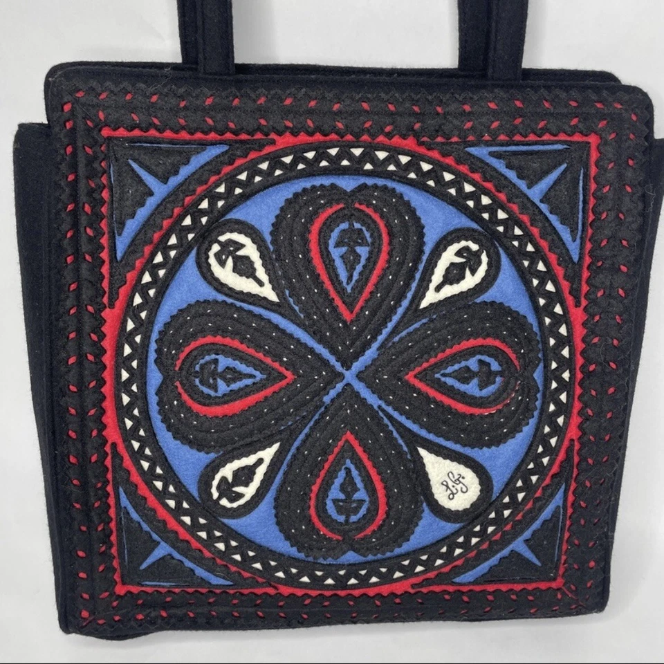 Bolso de Lana Lulu Guinness Negro con Diseño Abstracto Bolso de Lana Foto 2 de 4