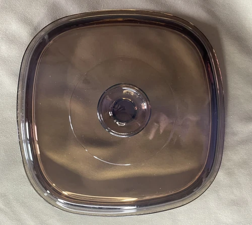 Pyrex Visions Amber Brown Clear Square Glass Replacement Lid A-9-C  8.5”