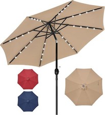 2Pcs 9Ft Solar Market Umbrella 32 LED Lighted Patio Table W/Tilt  Crank Outdoor