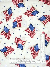 Patriotic Flag Stars Toss Fabric Last Yard July 4 Celebration Cotton by Oakhurst