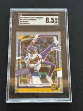Justin Jefferson 2023 Clearly Donruss Highlights Holo Mosaic SSP Vikings SGC 8.5