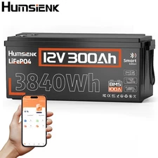 12V 300Ah LiFePO4 Lithium Battery 3840Wh Deep Cycles for RV Off-grid UPS Camping