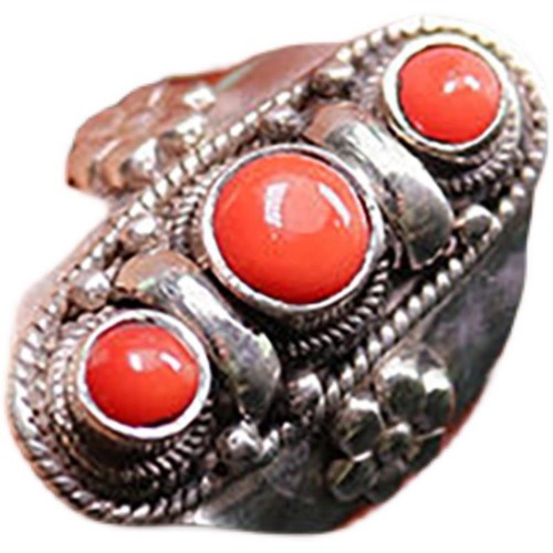 Anello Smalto Nepalese Smalto Rosso Fatto a Mano Vintage Etnico Regolabile Gioielli - Foto 4 di 5