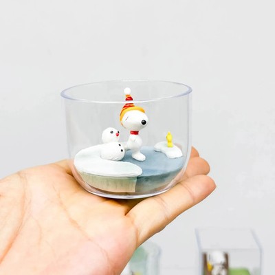 Snoopy Woodstock Happy Time in Terrarium Figures Collect Fishing Surfing. Box.DE
