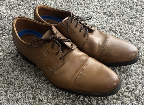 Scarpe eleganti Clarks uomo 10 5 M marrone tilden punta liscia Oxford