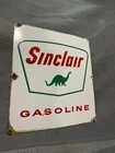 Vtg 1960s Sinclair Gasoline Porcelain Gas Pump Sign Pump Plate Dino 13.5” X 12”