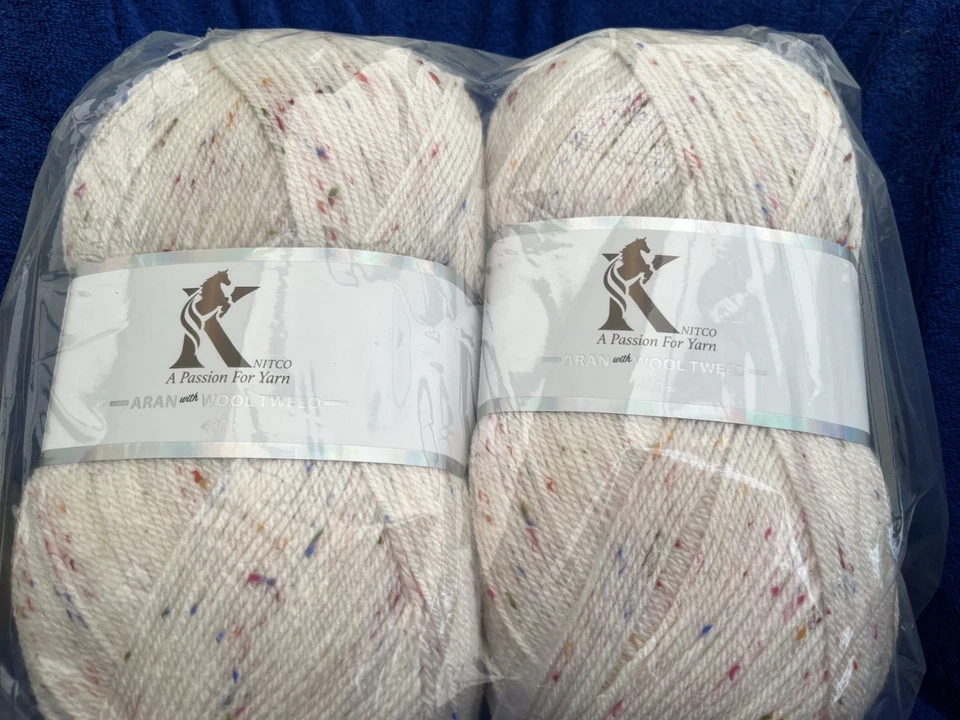 2 x 400g Knitco Aran With Wool Tweed In Cream - Image 3 of 4