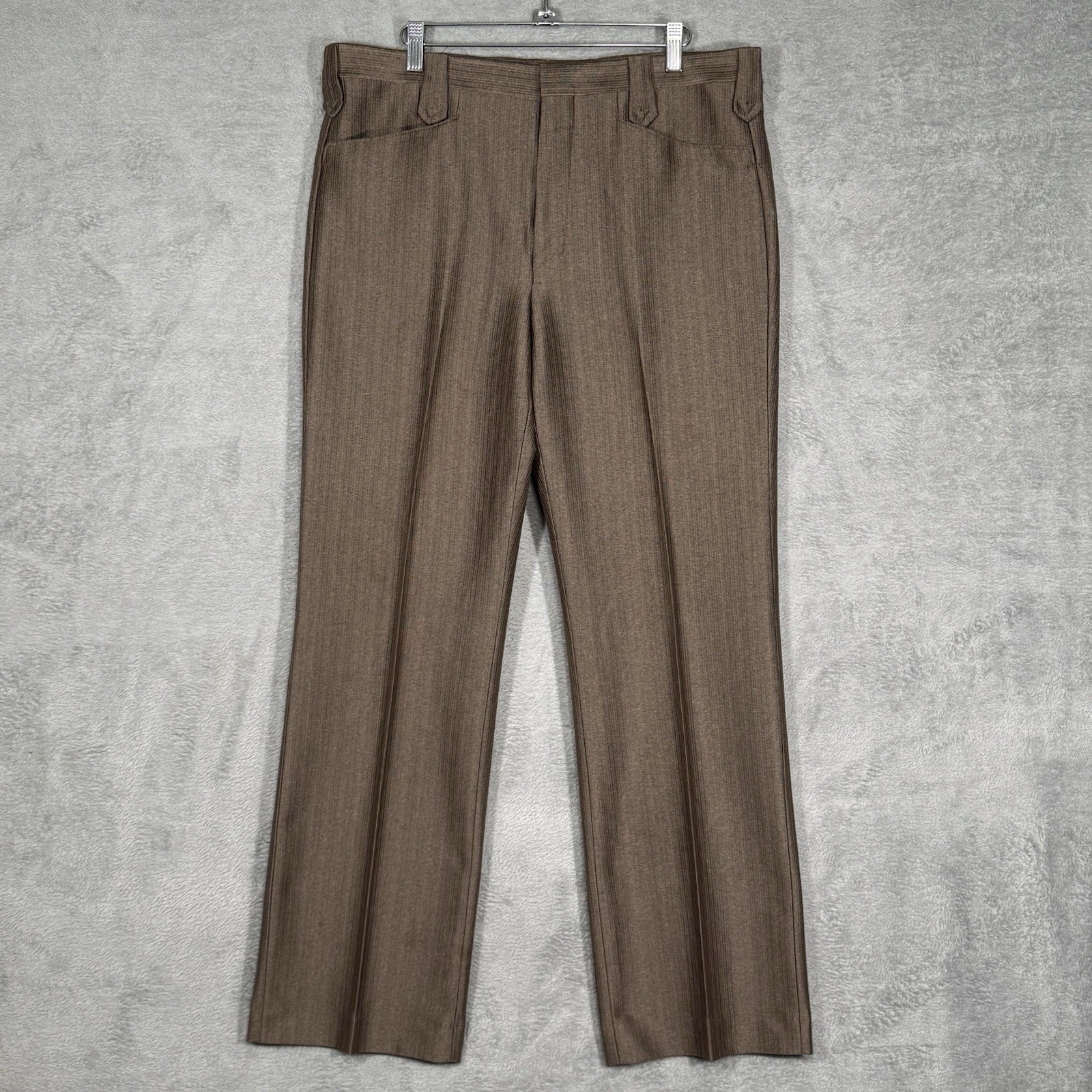 Circle S 70s VTG Brown Pants 36 Made USA Western Polyester Snap Flare Cowboy
