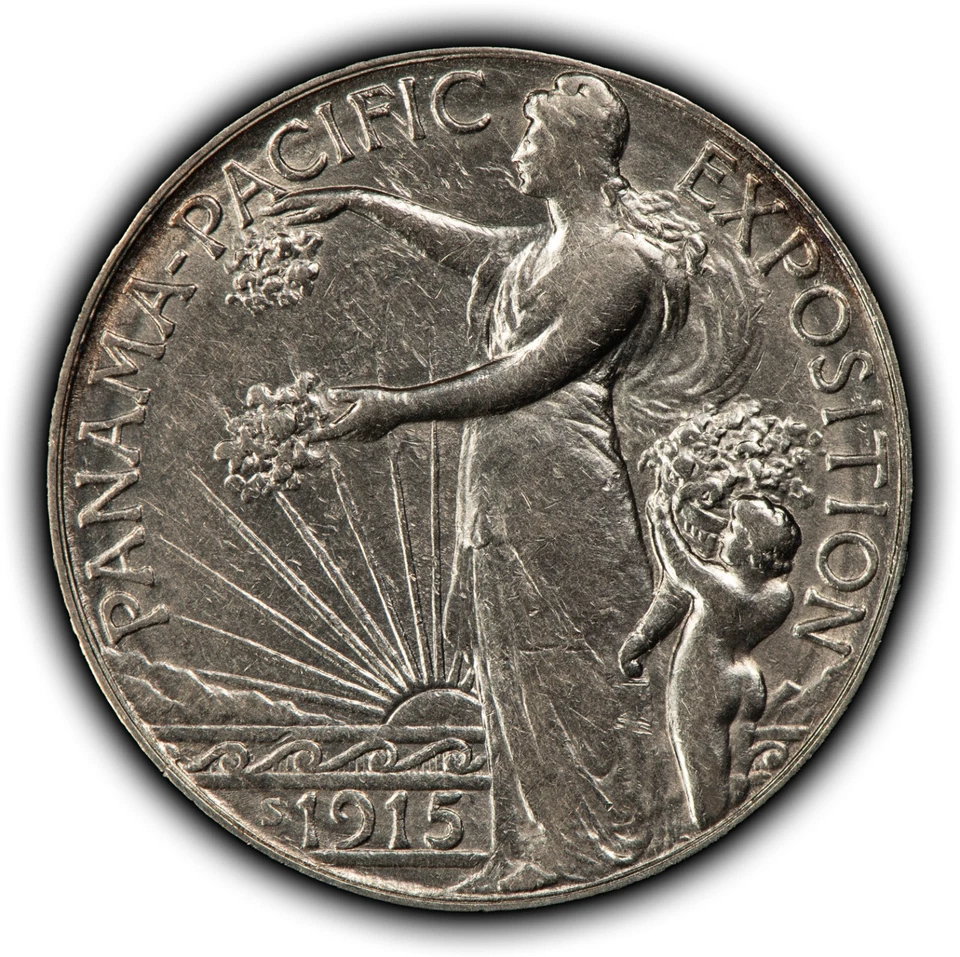 1915-S 50c Pan-Pac Panama Expo Commemorative Silver Half Dollar - Luster - B5240 - Image 2 of 4