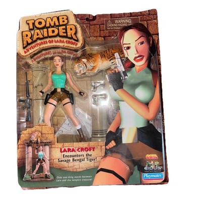 1999 Tomb Raider Lara Croft Savage Bengal Tiger Playmates Figure NEW Sealed