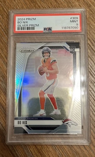 2024 Prizm Football Bo Nix Silver Prizm Rookie PSA 9