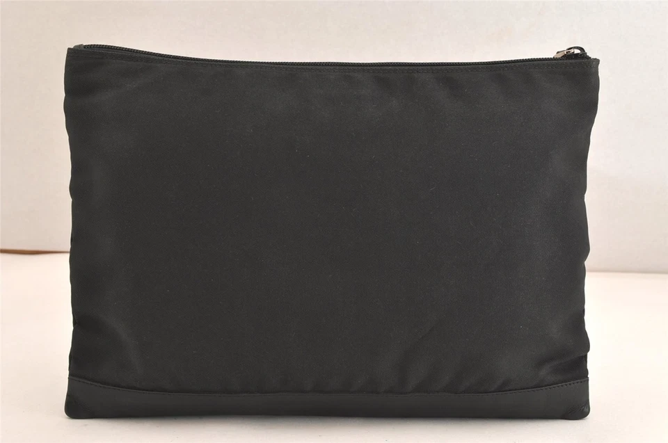 Autêntica Bolsa de Mão GUCCI Vintage Couro Nylon 0141141 Preto Lixo 3121N - Imagem 3 de 4