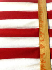 Lightweight cotton polyester knit fabric/red white sideways stripe 30" x 66"