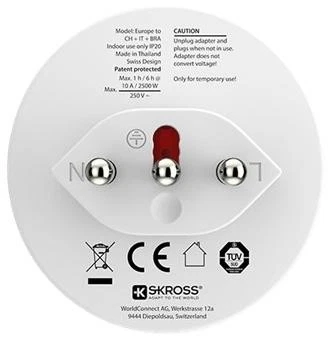 Skross Reiseadapter Europe auf Schweiz, Italien und Brasilien, 2- und 3-polig, - Bild 4 von 4