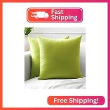 Encasa XO Throw Pillow Covers 18x18 in Set of 2 Lime Green | No Inserts | Cotton