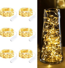 6 Pack Fairy Lights Battery Operated String Lights - 7Ft 20LED Waterproof Silver