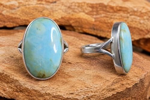 Natural Blue Larimar Gemstone Ring,925 Sterling Silver,Gift,All Sizes 3 to 14