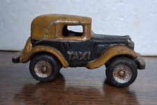 Taxi Cast Iron Black Yellow 3.5 Inch Toy Collectible