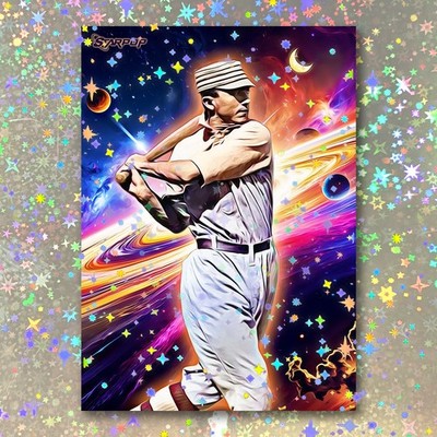 Frank Home Run Baker Holographic Moonshot Card 01/10 Starpop Signed Fine Art