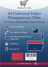 Universal Inkjet Transparency Film A4 Clear OHP Sheets Ink Jet Printer Acetate 