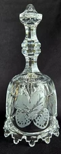 Hofbauer German Cut Crystal Dinner Bell 7-1/2"h Strawberry Pattern Vintage