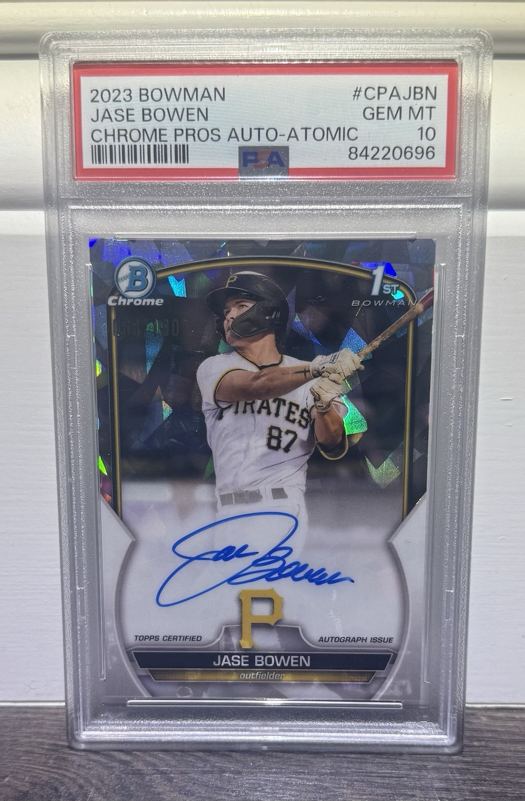 2023 Bowman Chrome Jase Bowen 1st Bowman Atomic Refractor Auto/100 PSA 10 GEM