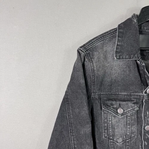 R13 Denim Trucker Jacket Men’s Black Zip Size Medium $1250 MSRP image 5