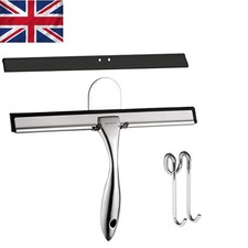 Stainless Steel Shower Squeegee with Replacement Blade & Hooks - Chrome Elegance