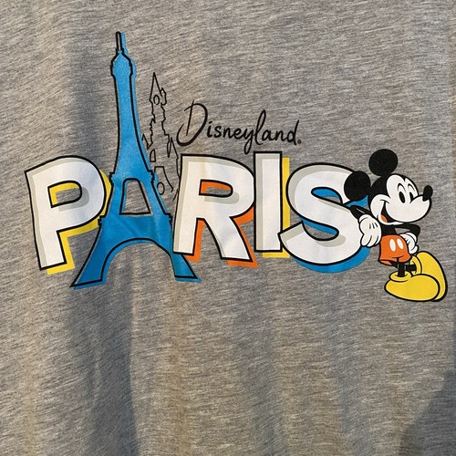Disneyland PARIS Mickey Mouse Size Gray Adult T Shirt Size Medium Eiffel Tower - Picture 3 of 4