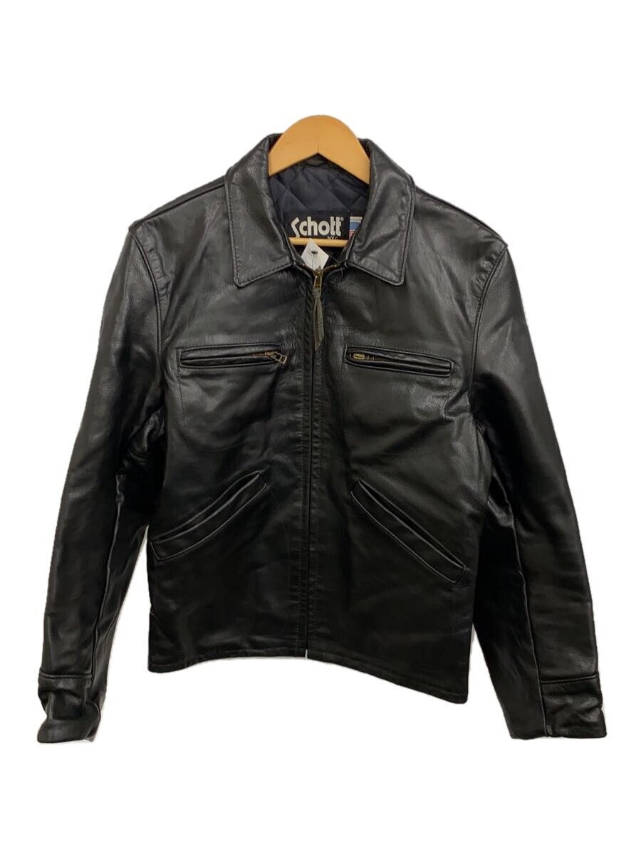Schott Black Plain Leather Blouson Jacket 564-8980
