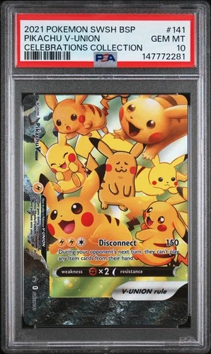 2021 POKEMON SWSH BLACK STAR PROMO #141 PIKACHU V-UNION PSA 10