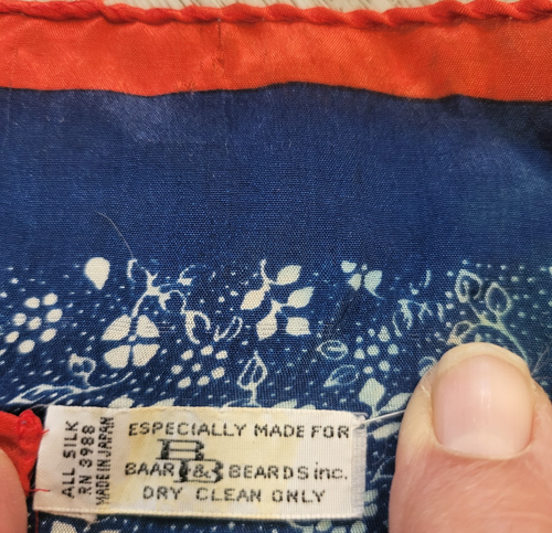 Vintage Baar & Beards 25" Square Silk Scarf Red White Blue Floral Retro FLAW - Picture 2 of 4