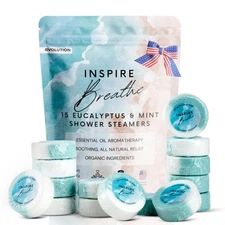 Inspire Breathe Shower Steamers, 15 Mint & Eucalyptus Shower Steamers for Wom...