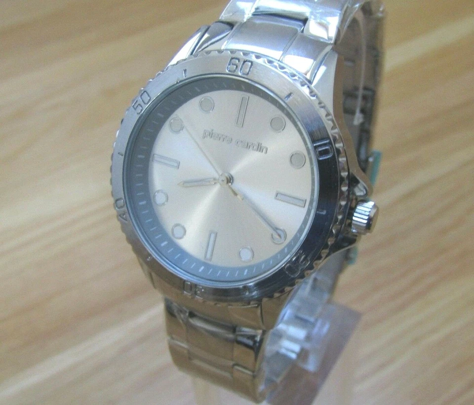 Nuovo da Donna pierre cardin Orologio Quadrante Argento Acciaio Inox Bracciale - Immagine 2 di 4