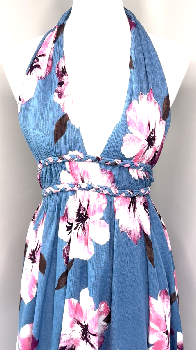 vintage halter neck dress Vintage Ivory Emerald Dress with Halter Neck- Golina XS / Emerald